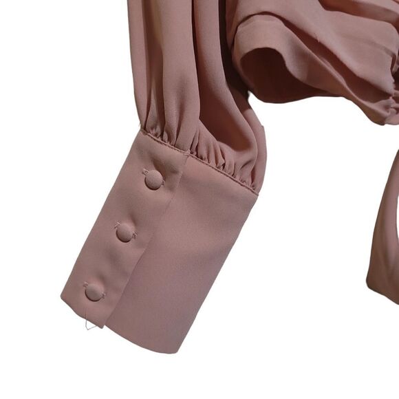 New York and Company Pink LongSleeve Open Back Blouse Sz Small  NWT - Picture 5 of 8